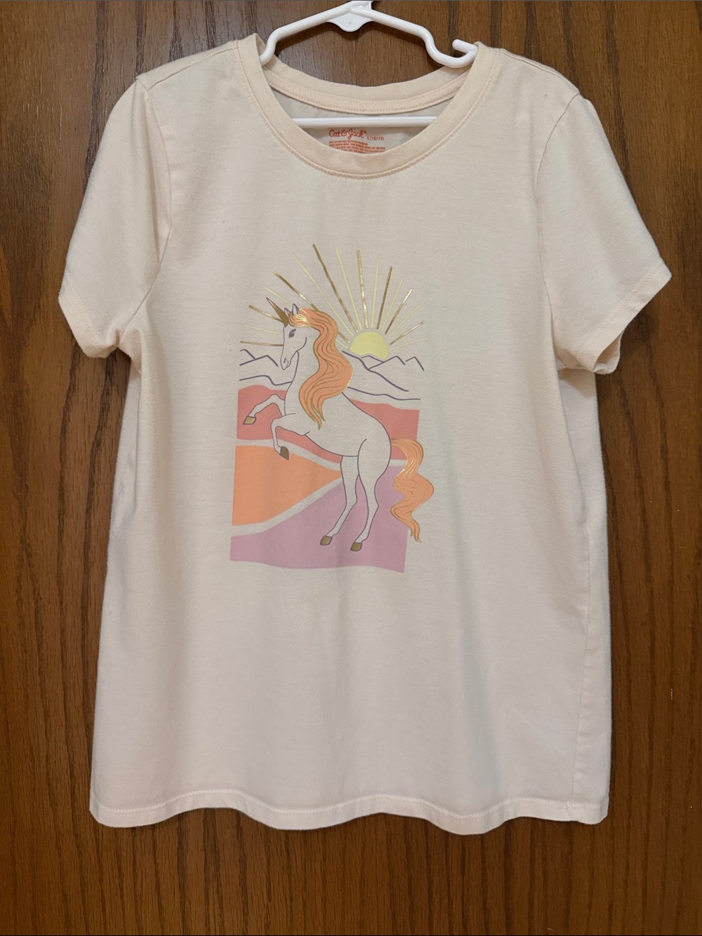 Cat & Jack Cream Short-Sleeve Tee with Pastel Unicorn Graphic
